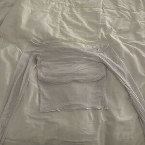 Fashion Nova White Off-Shoulder Mesh Top